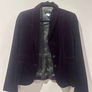 J. Crew Women's Deep Purple Velvet Blazer